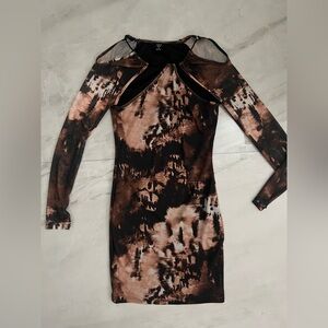 Shein Brown and black tie dye mini bodycon dress